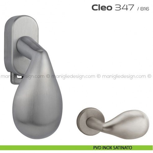 Maniglia per finestra DK con pulsante su placca 347 Cleo Reguitti PVD INOX
