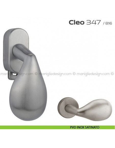 Maniglia per finestra DK con pulsante su placca 347 Cleo Reguitti PVD INOX