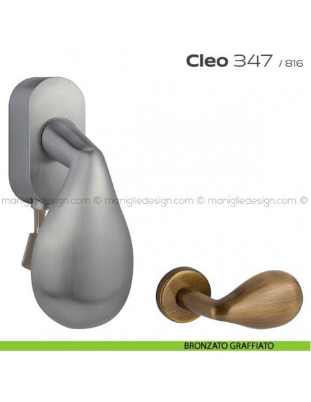 Maniglia per finestra martellina DK con chiave 347 Cleo Reguitti bronzato graffiato