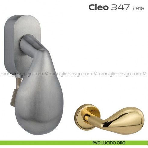 Maniglia per finestra martellina DK con chiave 347 Cleo Reguitti PVD lucido oro