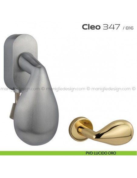 Maniglia per finestra martellina DK con chiave 347 Cleo Reguitti PVD lucido oro