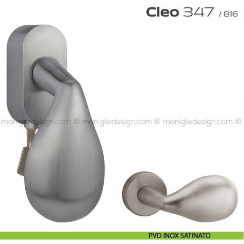 Maniglia per finestra martellina DK con chiave 347 Cleo Reguitti PVD inox satinato