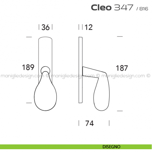 Maniglia per finestra cremonese 347 Cleo Reguitti disegno