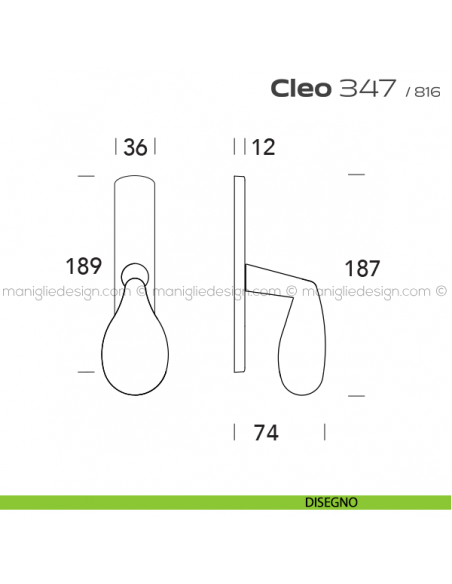 Maniglia per finestra cremonese 347 Cleo Reguitti disegno