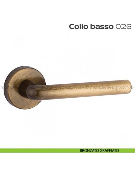 Maniglia per porta 26 Collo Basso Reguitti bronzo graffiato