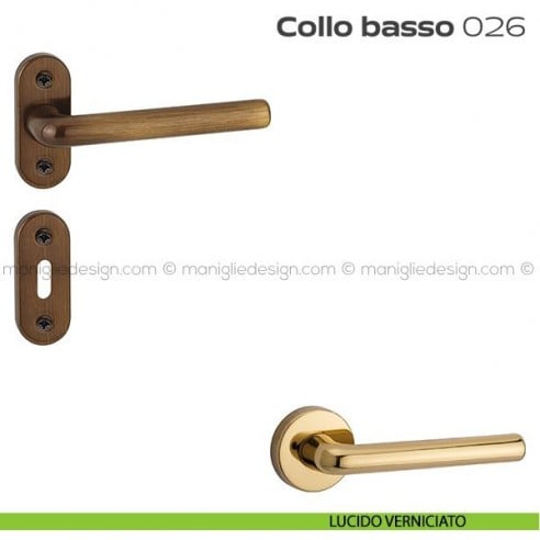 Maniglia per porta 26 Collo Basso Reguitti con rosetta ovale lucido verniciato