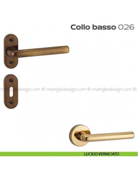 Maniglia per porta 26 Collo Basso Reguitti con rosetta ovale lucido verniciato