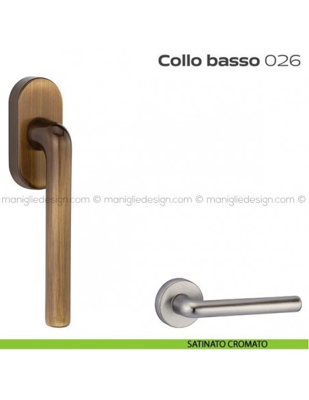 Maniglia per finestra martellina 26 Collo Basso Reguitti satinato cromato