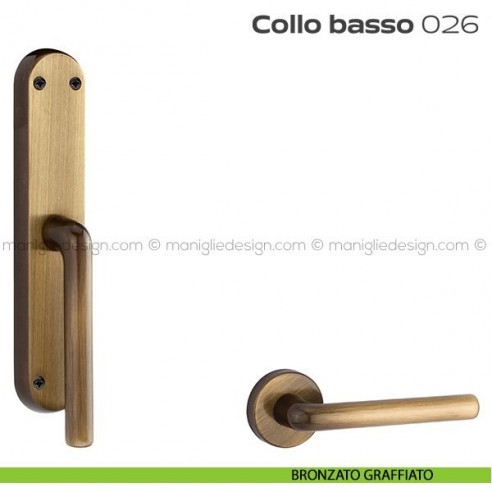 Maniglia per finestra cremonese 026 Collo Basso Reguitti bronzato graffiato