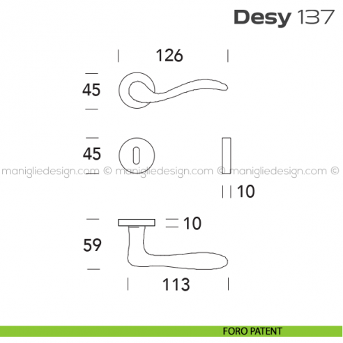 Maniglia per porta 137 Desy Reguitti foro patent