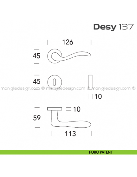 Maniglia per porta 137 Desy Reguitti foro patent