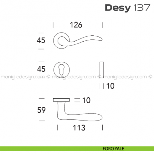 Maniglia per porta 137 Desy Reguitti foro yale