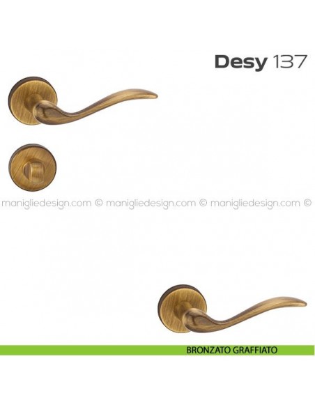Maniglia per porta con nottolino 137 Desy Reguitti bronzato graffiato