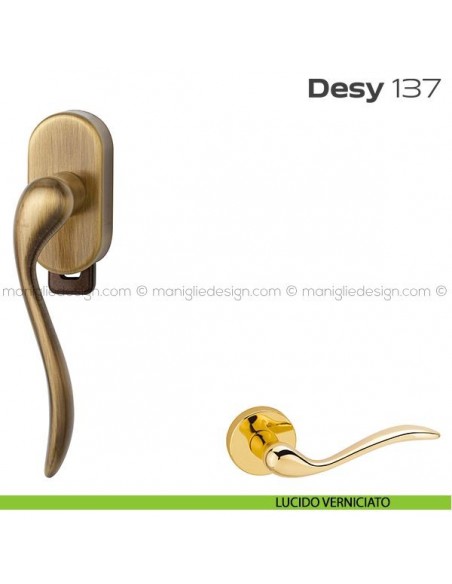 Maniglia per finestra DK con pulsante su placca 137 Desy Reguitti lucido verniciato