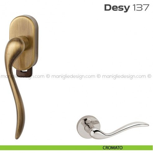 Maniglia per finestra DK con pulsante su placca 137 Desy Reguitti cromato