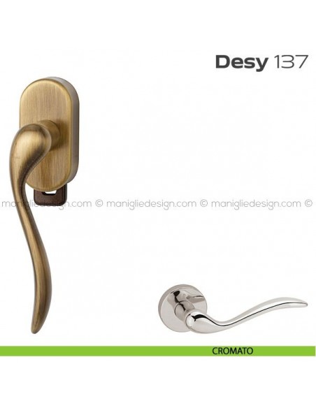 Maniglia per finestra DK con pulsante su placca 137 Desy Reguitti cromato