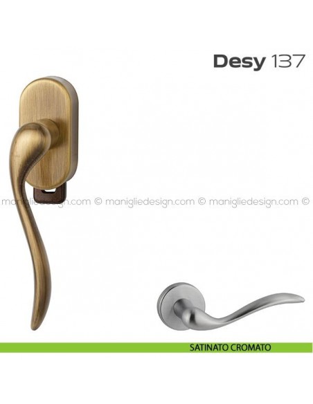 Maniglia per finestra DK con pulsante su placca 137 Desy Reguitti satinato cromato