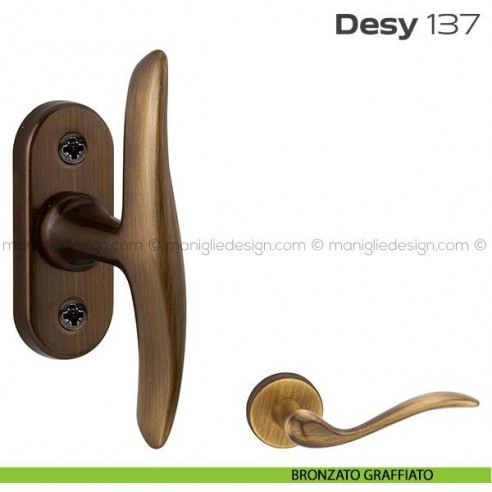 Maniglia per finestra martellina 347 Desy Reguitti bronzato graffiato