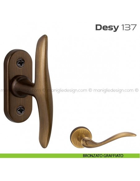 Maniglia per finestra martellina 347 Desy Reguitti bronzato graffiato