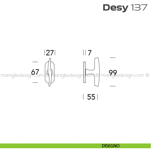 Maniglia per finestra martellina 347 Desy Reguitti disegno