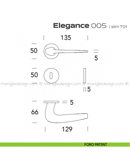 Maniglia per porta 005 Elegance Reguitti foro patent