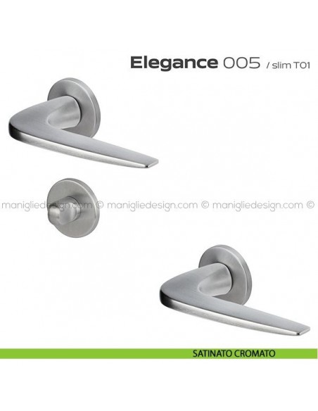 Maniglia per porta con nottolino 005 Elegance Reguitti satinato cromato