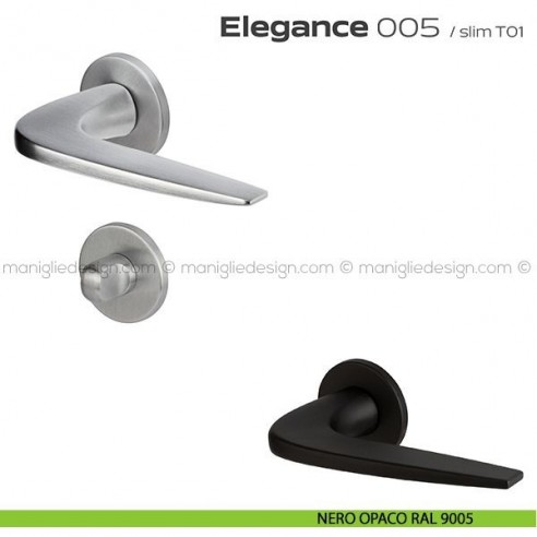Maniglia per porta con nottolino 005 Elegance Reguitti nero opaco RAL 9005