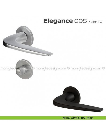 Maniglia per porta con nottolino 005 Elegance Reguitti nero opaco RAL 9005