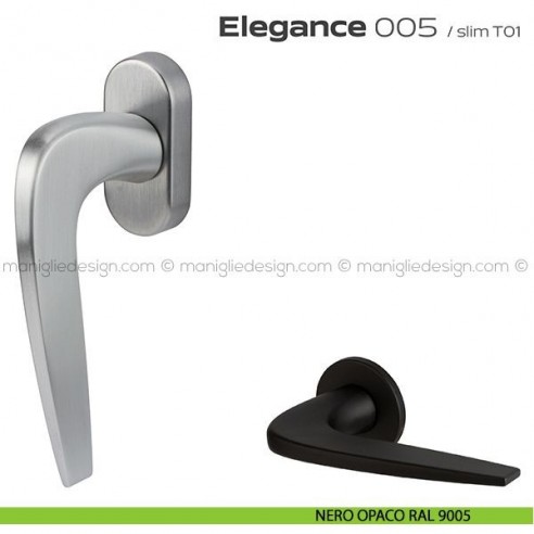Maniglia per finestra martellina 005 Elegance Reguitti nero opaco RAL 9005