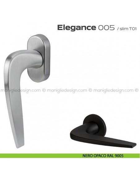 Maniglia per finestra martellina 005 Elegance Reguitti nero opaco RAL 9005