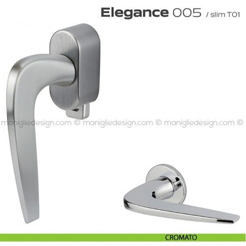 Maniglia per finestra DK con pulsante su placca 005 Elegance Reguitti cromato