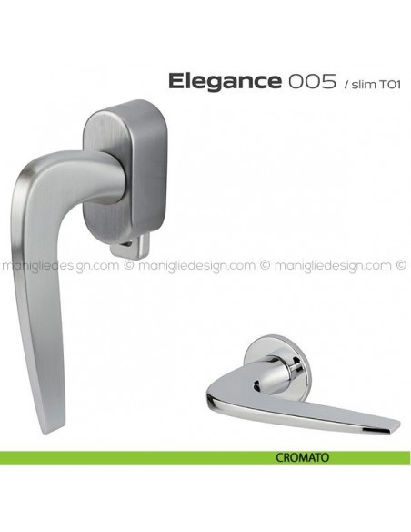 Maniglia per finestra DK con pulsante su placca 005 Elegance Reguitti cromato