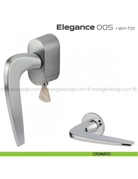 Maniglia per finestra martellina DK con chiave 005 Elegance Reguitti cromato