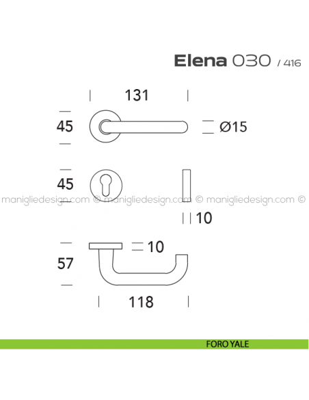Maniglia per porta 030 Elena Reguitti foro yale