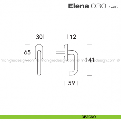 Maniglia per finestra martellina 030 Elena Reguitti disegno