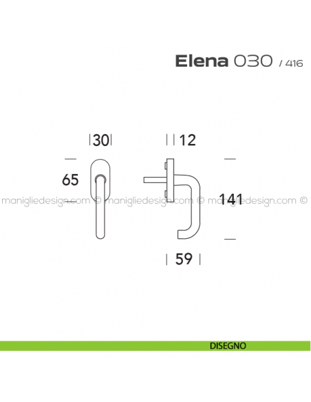 Maniglia per finestra martellina 030 Elena Reguitti disegno