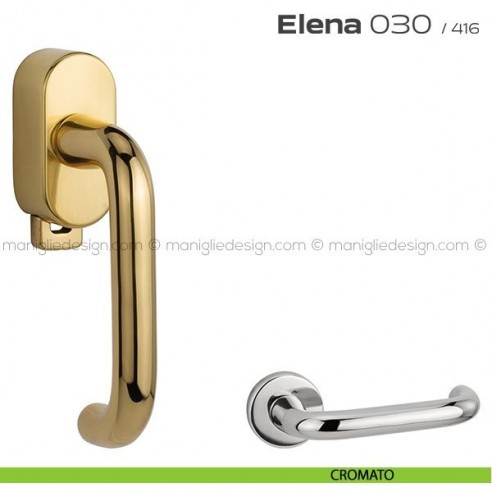Maniglia per finestra DK con pulsante su placca 030 Elena Reguitti cromato