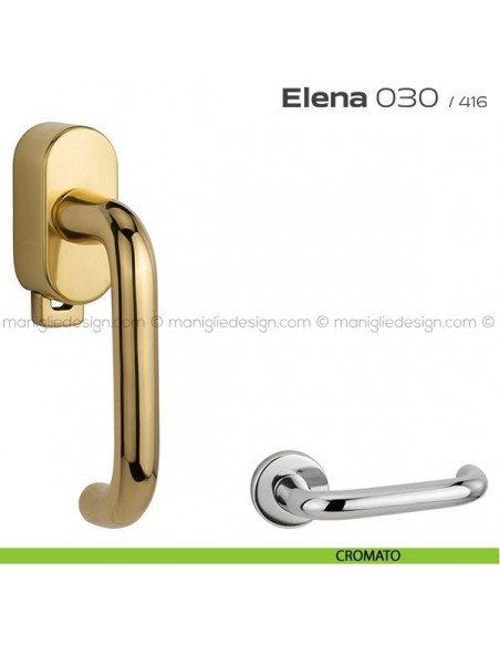 Maniglia per finestra DK con pulsante su placca 030 Elena Reguitti cromato