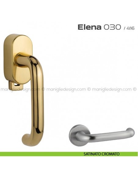 Maniglia per finestra DK con pulsante su placca 030 Elena Reguitti satinato cromato