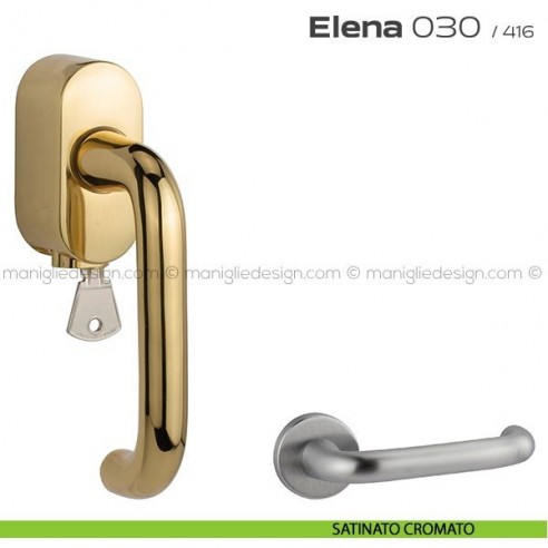 Maniglia per finestra martellina DK con chiave 030 Elena Reguitti satinato cromato