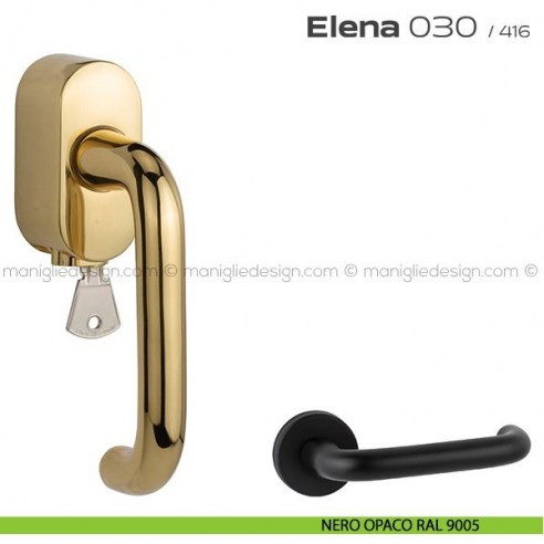 Maniglia per finestra martellina DK con chiave 030 Elena Reguitti nero opaco RAL 9005