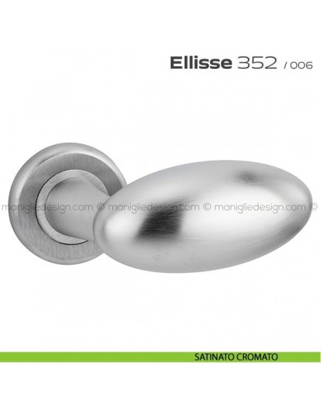 Maniglia per porta 352 Ellisse Reguitti con rosetta ad avvitare satinato cromato