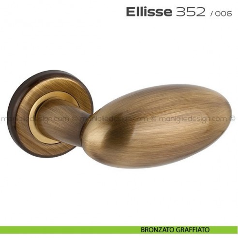 Maniglia per porta 352 Ellisse Reguitti con rosetta ad avvitare bronzato graffiato