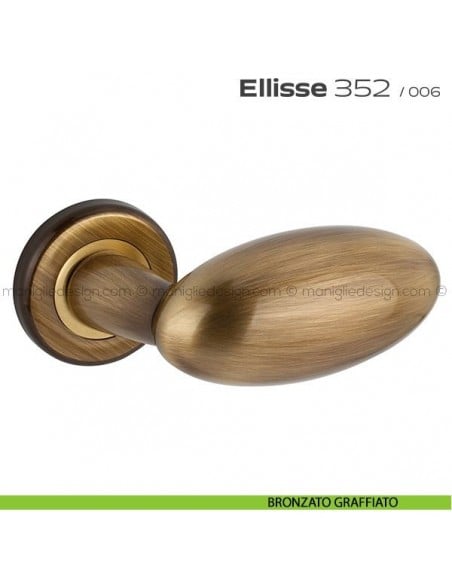 Maniglia per porta 352 Ellisse Reguitti con rosetta ad avvitare bronzato graffiato