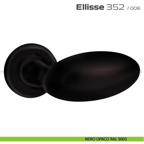 Maniglia per porta 352 Ellisse Reguitti con rosetta ad avvitare nero opaco RAL 9005