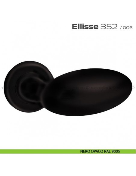 Maniglia per porta 352 Ellisse Reguitti con rosetta ad avvitare nero opaco RAL 9005