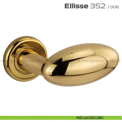 Maniglia per porta 352 Ellisse Reguitti con rosetta ad avvitare PVD lucido oro