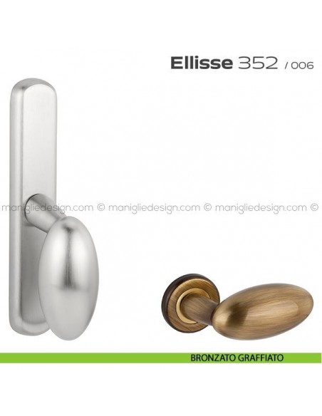 Maniglia per finestra cremonese 352 Ellisse Reguitti bronzato graffiato