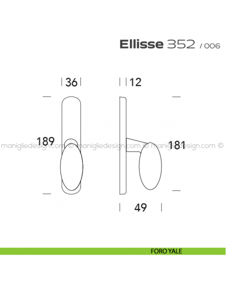 Maniglia per finestra cremonese 352 Ellisse Reguitti disegno
