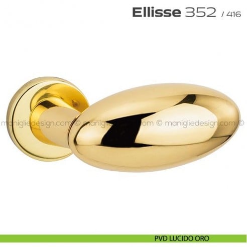 Maniglia per porta 352 Ellisse Reguitti con rosetta a pressione PVD lucido oro